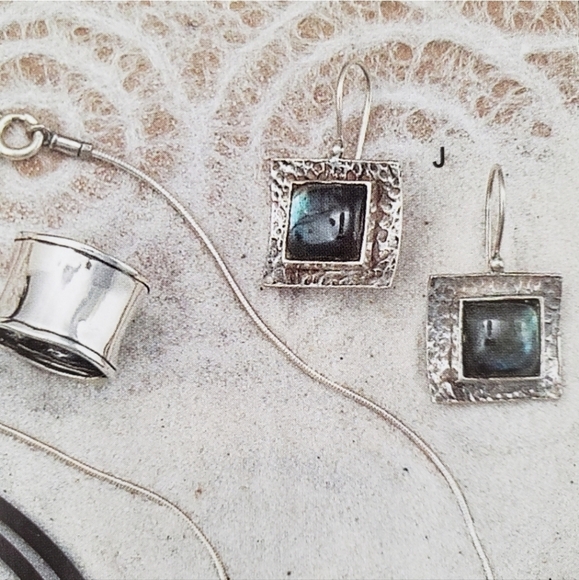 Rare Silpada Sterling Silver Labradorite Square Earrings W0882 - Picture 8 of 16